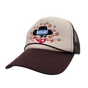 WWish Me Luck Los Angeles Trucker Hat Brown Mesh Snapback Cowboy Bandit Graphic
